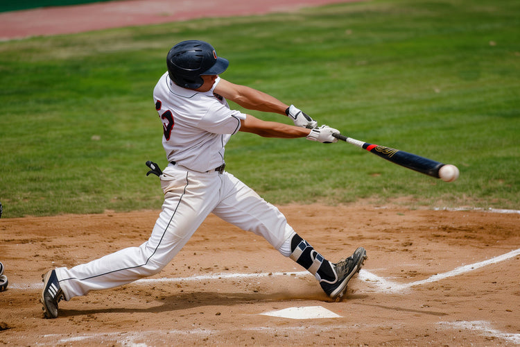 mężczyzna odbija piłkę na meczu softballu